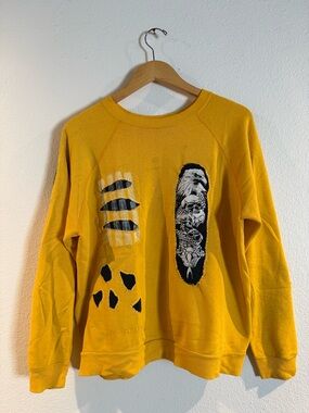 James River Men's Yellow Custom Sewn Graphic Art Crewneck Sweatshirt